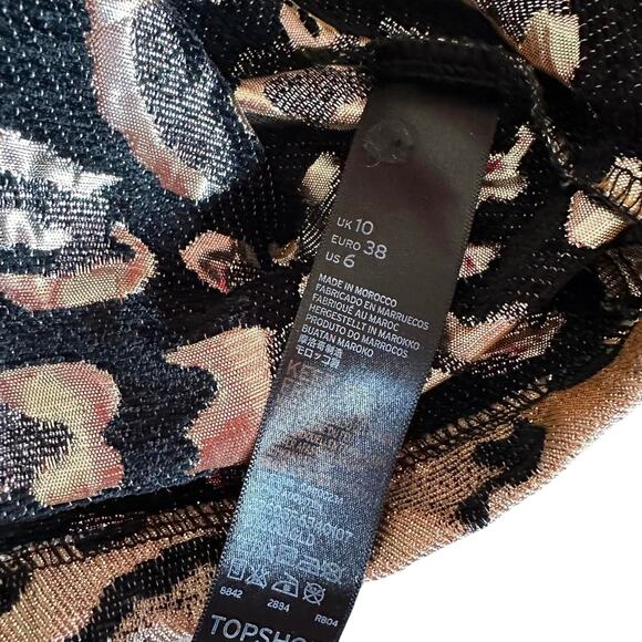 Womens Skirt Size 6 Pink Black Cheetah Print Metallic Biker Retro Party Vacation - Picture 8 of 8